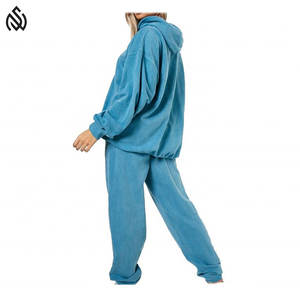 ชุดวอร์มผ้าฝ้าย100% ฟอกสีสำหรับผู้หญิงชุด2ชิ้นผ้าเช็ดทำความสะอาดกรดออกแบบได้ตามต้องการจาก2025สำหรับฤดูใบไม้ผลิ - Product Image 2