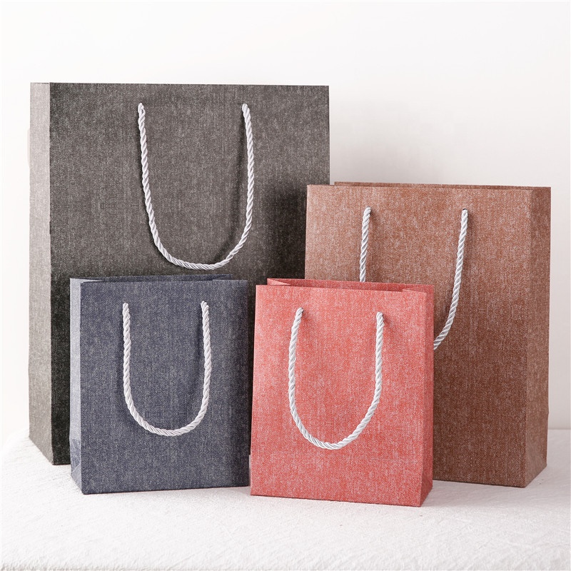 Fabric Texture Paper Gift Bag Christmas Gift Birthday Paper Shopping Bag