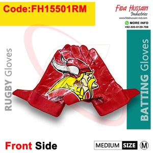 Gants de sport de frappe de baseball en cuir synthétique avec dos imprimé par sublimation en couleur rouge Gants de divertissement respirants - Product Image 3