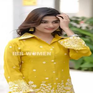 Conjunto de Kurti y Pantalón de Seda Chinon Pesada VASTRA COTTAGE para Mujer, Bordado con Lentejuelas, Diseño Étnico - Product Image 2