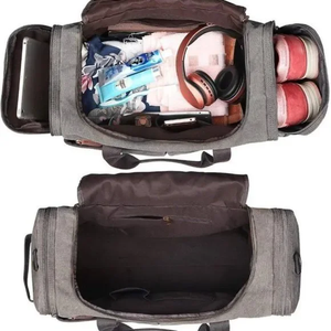 Bolsa de equipaje de viaje de lona Vintage hecha a mano para hombres, gran capacidad, ligera, para viajes de negocios, con cremallera, producto del fabricante - Product Image 2