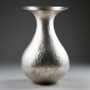 NickelShine Textured Vase with Polished <b>Silver</b> Finish Tone Floor Vase Floral Embossed Design Home Decor Accent Statement - Product Image 5