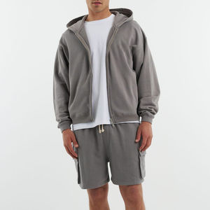 Sudadera con capucha extragrande de algodón 100% para hombre, con estampado de invierno, colores personalizados, forro polar grueso, doble cremallera, térmica y hombros caídos. - Product Image 5