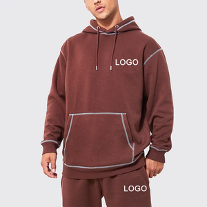 Pull de haute qualité Streetwear survêtement à coutures contrastées pour hommes ensemble de survêtement en polaire surdimensionné personnalisé 2 pièces survêtements - Product Image 3