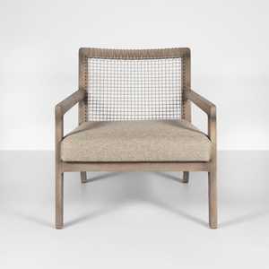 Modern Teak Solid Wood Outdoor Rope Chair with Sofa <b>Cushions</b> for <b>Garden</b> or Courtyard Furniture in Villas - Product Image 6