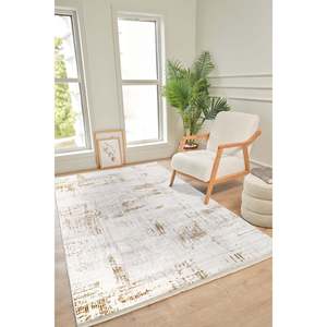 Tapis d'intérieur Netline BE002, crème, moderne, Bereket, 100% acrylique, anti-peluches, facile à nettoyer, durable, pour chambre à coucher, bureau, Home Depot - Product Image 3