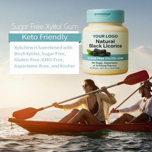 Gommes à mâcher au <span class=keywords><strong>xylitol</strong></span> sans sucre à la réglisse noire naturelle, favorisent la digestion, usage adulte, marque privée, 60 pièces, logo personnalisé - Product Image 3