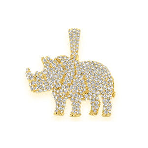 Collar de Hombre de Lujo, Estilo Hip Hop Vintage, Plata de Ley 925 Chapada en Oro, Colgante de Rinoceronte con Diamantes Moissanite, Personalizado - Product Image 3