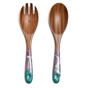 Cuillère à salade en bois et résine Design tendance unique Cuillère en bois et résine d'acacia naturel faite à la main - Product Image 5