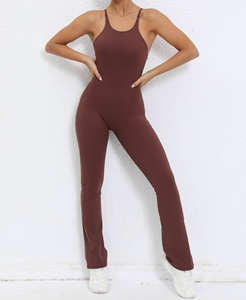 Mono Deportivo Ajustado Personalizado, Sin Mangas, Espalda Descubierta, con Efecto Push-Up, Ropa Deportiva para Gimnasio, Fitness, Yoga, Mono de una Pieza con Corte Acampanado - Product Image 2