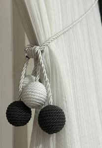 Attaches de rideaux en corde de luxe avec pompons à boules, draperie décorative moderne - Product Image 4