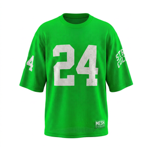 เสื้อฟุตบอลตาข่ายสีน้ำเงินหมายเลข 24 พิมพ์ลายดิจิตอล คอวี แขนสั้น ระบายอากาศได้ดี เหมาะสำหรับฤดูร้อน เสื้อผ้าผู้ใหญ่แบบยูนิเซ็กส์ - Product Image 4