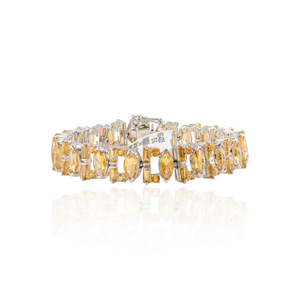 925คลาสสิกทำด้วยมือเงินแท้เครื่องประดับที่ดีสร้อยข้อมือ Citrine โรเดียมชุบสำหรับงานแต่งงานของขวัญ - Product Image 1