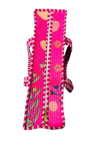 100% Cotton Pink Floral Handblock Printed Quilted <b>Shoulder</b> Tote <b>Bag</b> <b>with</b> Zipper For Women <b>Large</b> - Product Image 5