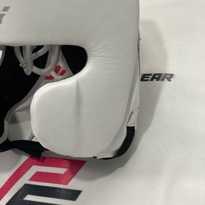 Genuine Cowhide Leather Open Face Laced Up Adjustable FLY White <b>Head</b> Gear Customized Protection Boxing Muay Thai <b>Head</b> Guard - Product Image 5