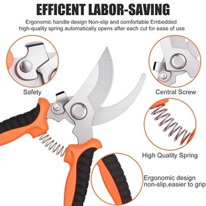 Juego de 4 Tijeras de Jardinería de Grado Industrial, Piedra de Afilar, Tijeras de Podar de Acero Inoxidable, Cuchillas Curvas Duraderas y Afiladas, OEM - Product Image 4