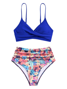 Nouveau pantalon taille haute imprimé coloré 2 pièces sexy maillots de bain de plage pour femmes polyester/nylon séchage rapide respirant élastique - Product Image 5