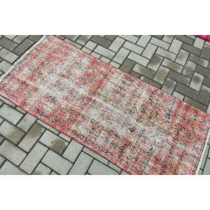 Alfombra Vintage, Alfombra Turca de 2.4x5.3 pies, Alfombra de Lana Roja con Diseño Floral - Product Image 4