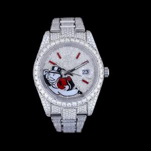 นาฬิกาแฟชั่นประดับเพชรโมอิสซาไนต์สีขาวสไตล์ฮิปฮอปจากอินเดีย ราคาไม่แพง - Product Image 3