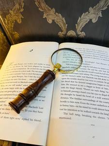 2.5 Inch Vintage Handheld <b>Magnifying</b> <b>Glass</b> with Unique Wooden Handle | Brass Frame Optical Magnifier - Product Image 1