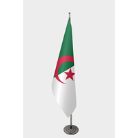 Drapeau officiel algérien personnalisé 3x5 pieds, impression numérique, nylon, coton, plastique, avec logo personnalisé, mât en aluminium