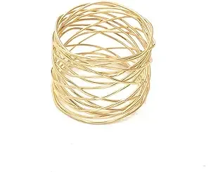 Sortie d'usine Anneaux de serviette en feuille bon marché Anneaux de porte-serviettes en métal doré Anneaux de serviette de mariage pour le dîner - Product Image 2