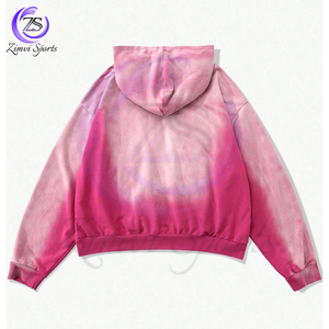 Sweats à capuche pour hommes décontractés vintage délavés à l'acide style fermeture éclair, OEM/ODM Service personnalisé pull en coton doux vestes à capuche surdimensionnées - Product Image 2