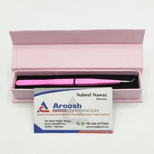 แหนบต่อขนตาแบบด้ามจับเพชรทำจากสแตนเลส45องศาสำหรับคิ้วสีชมพูขายส่ง - Product Image 5