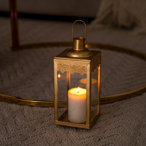 Decoraciones para el Hogar de Ramadán 2026, Portavelas Marroquíes de Metal Dorado, Faroles para Decoración de Mesa y Suelo - Product Image 1