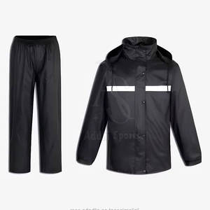 Traje de lluvia impermeable Unisex con tiras reflectantes Puños elásticos Cuello con capucha Cierre de cremallera para actividades al aire libre de seguridad - Product Image 4