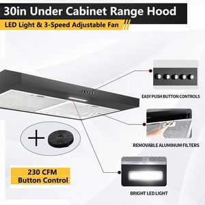 30 U-N-D-E-R C-A-B-I-N-E-T R-A-N-g-E-O-D-O-P/R-E-A-R V-E-N-T 230C-F-M 3-S-p-e-e-d B-L-A-C-K ST-A-A-I-N-L-E-S-S-T-E-L - Product Image 5