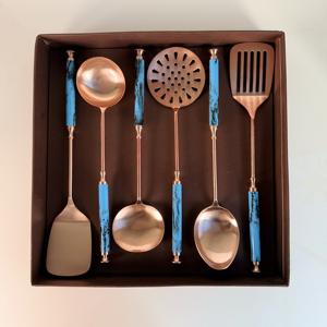 Top Quality Durable <b>Copper</b> Finish Stainless Steel with Resin Handle and Box <b>Kitchen</b> Wares Set Cooking Tool Utensil - Product Image 6
