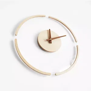 Horloge murale à quartz au design moderne Horloge décorative en bois silencieuse en verre à aiguille Horloge décorative en bois naturel en verre altéré - Product Image 3