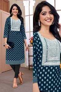 ลายพิมพ์สีทองเรยอนเคอร์ทิสปักลายเรียงตามลำดับสำหรับเสื้อผ้าอินเดียและปากีสถาน - Product Image 2