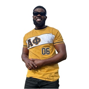 Camiseta Personalizada de la Fraternidad Alpha Phi, Antiarrugas, 100% Algodón, Tejida, Estampada, de Manga Corta, con Logotipo Frontal |   HulkGrip Deportes para Hombre - Product Image 1