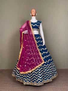 Recién llegado Georgette adornado con hermoso brillo Faux Georgette Secuencia Bordado Trabajo Lehenga Choli con Dupatta - Product Image 5