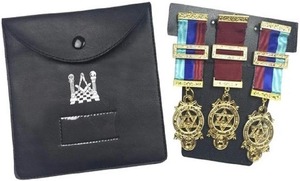 Porte-bijoux de poche maçonnique Regalia grande taille en cuir noir | Étui à bijoux franc-maçon/Pad - Product Image 4