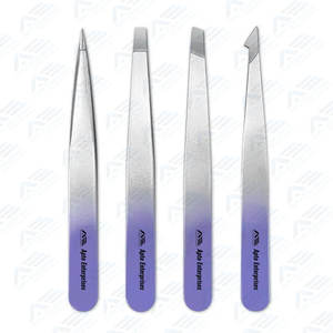 Pinzas de cejas y pestañas de Punta inclinada de alta calidad, herramienta de maquillaje con logotipo personalizado con aplicador de etiqueta privada, venta al por mayor - Product Image 1