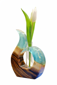 แจกันตกแต่งงานแต่งงานทำจากไม้ธรรมชาติและเรซิ่นอีพ็อกซี่คุณภาพพรีเมียม พร้อมโลโก้สั่งทำและจำหน่ายราคาส่ง - Product Image 5