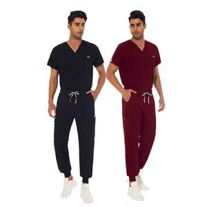Ensembles de gommage d'infirmière extensibles et respirants Tissu tissé avec combinaison de gommage chirurgical jetable en Spandex Type uniforme - Product Image 2