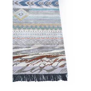 Alfombra Grande Manchaha de Lana y Seda de Bambú Anudada a Mano, Modelo Les-1408 con Patrón Geométrico para Sala de Estar, Pasillo, 10mm, Gris y Negro - Product Image 3