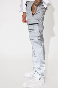 Pantalones Cargo informales para hombre con pierna recta con múltiples bolsillos, versátil, transpirable, cintura elástica, cierre de cordón impermeable de nailon - Product Image 5