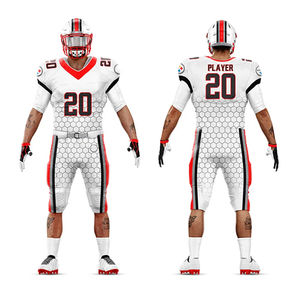 Ensemble d'uniformes de football américain personnalisés, conçus pour la performance, avec manches courtes, panneaux respirants et soutien avancé pour le mouvement - Product Image 1