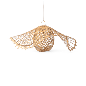 Lámpara Colgante de Bambú Estilo Rústico para Isla de Cocina, Lámpara de Techo Moderna con Bombilla E26 de Luz Blanca Cálida - Product Image 1