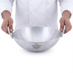 Wok en aluminium de fabrication indienne 77 OZ pour cuisine, maison, restaurant, Kadai en aluminium - Product Image 1