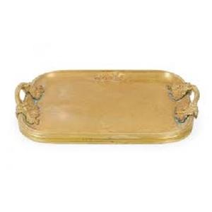 Bandeja de servicio real de latón grande de lujo con mango decorativo restaurante café comida diseños rústicos bandeja de servicio de Metal vajilla - Product Image 1