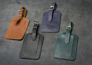 Étiquette à bagages en cuir véritable faite à la main, avec carte personnalisée, style traditionnel à rabat, cadeau de voyage pour la Saint-Valentin pour LLT-0091C - Product Image 3