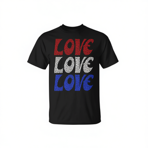 T-shirt Love America Hearts, design patriotique rouge, blanc et bleu - Product Image 2