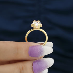 Anillo de compromiso de diamante de corte ovalado cultivado en laboratorio 950 platino IGI certificado lujoso anillo de regalo de racimo Vintage para mujer - Product Image 3