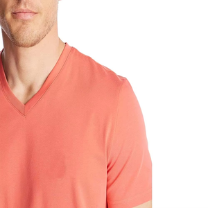 Camisas y camisetas para adultos de secado rápido 100% camiseta Original de algodón con cuello en V para hombres, ropa informal lisa en blanco transpirable al por mayor - Product Image 4